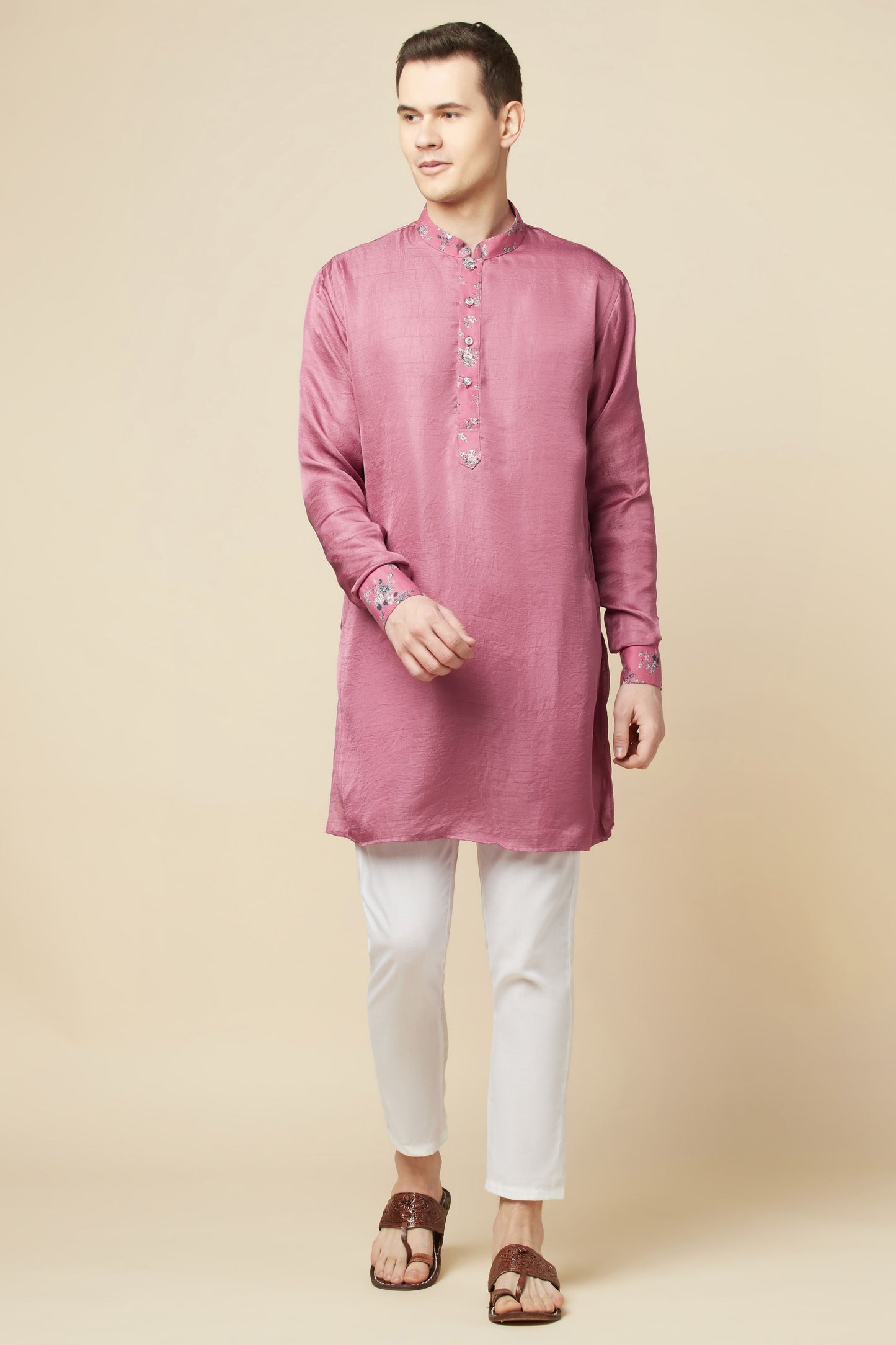 Pink Kurta with Floral Detail - Spring Break