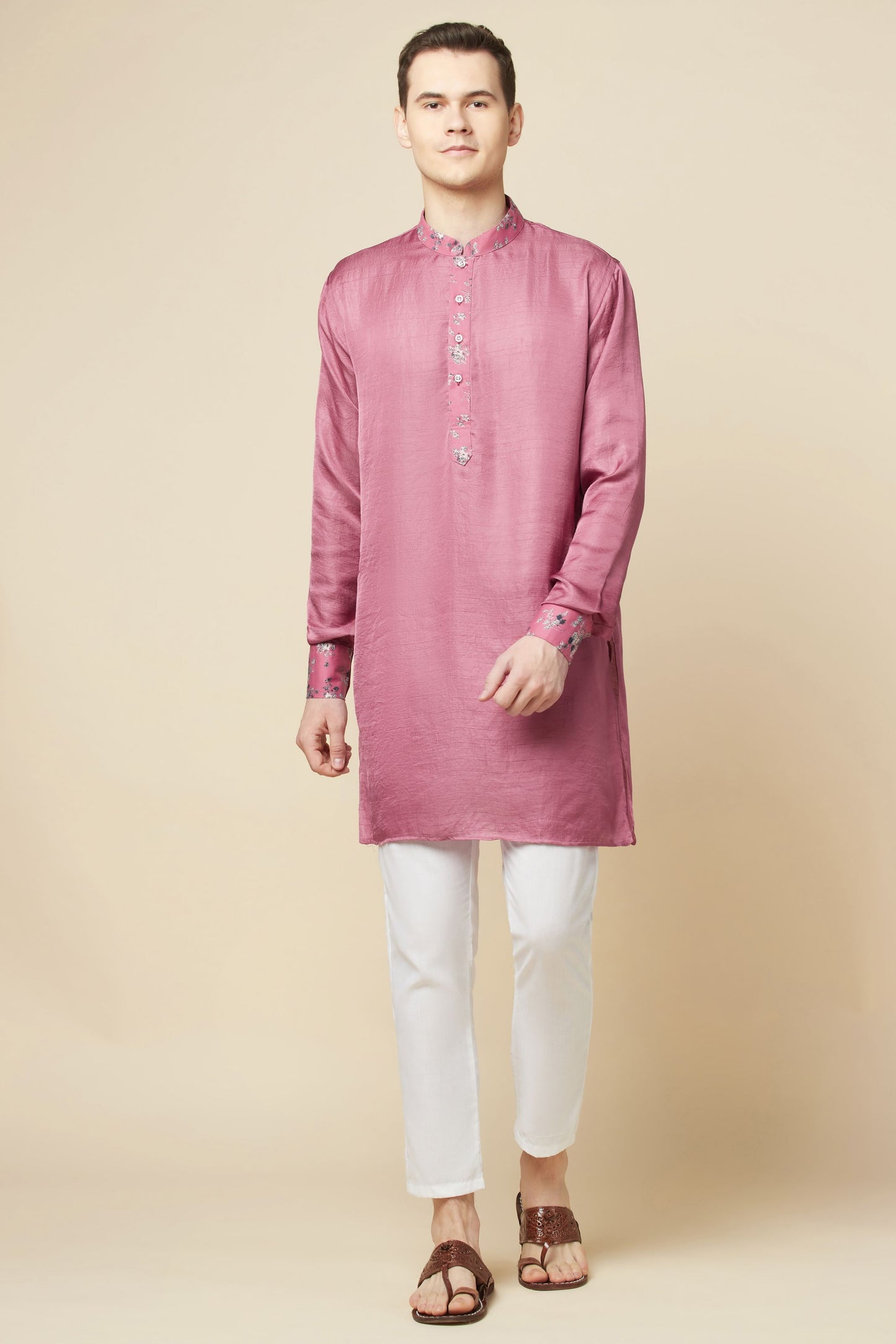 Pink Kurta with Floral Detail - Spring Break