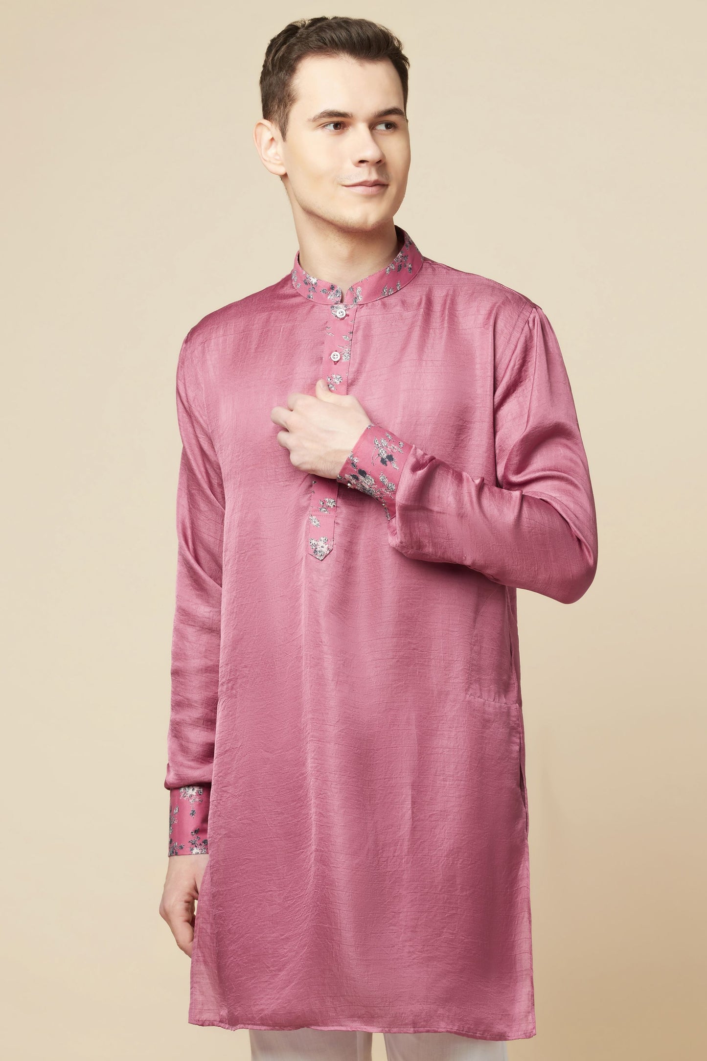 Pink Kurta with Floral Detail - Spring Break