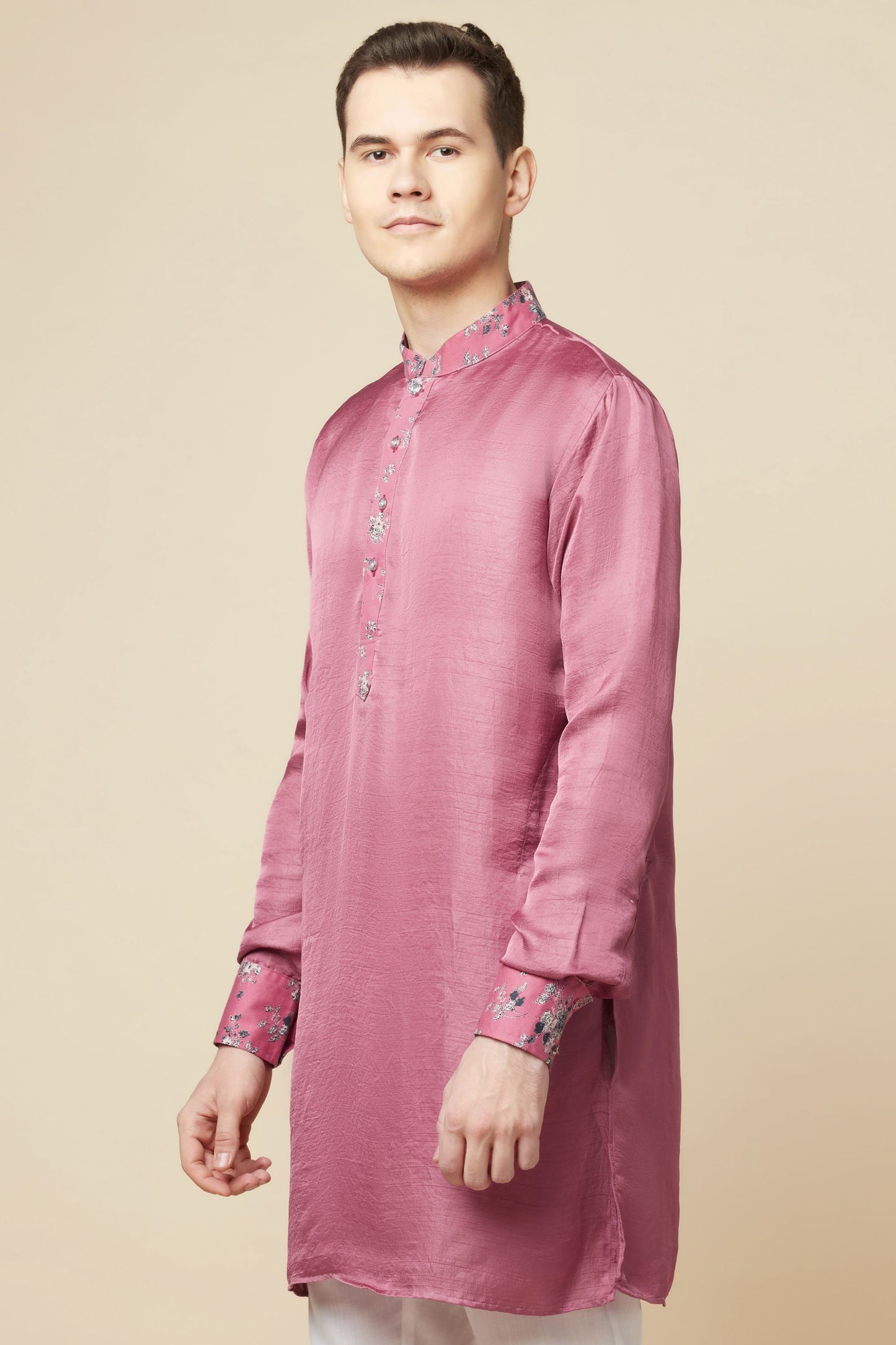 Pink Kurta with Floral Detail - Spring Break