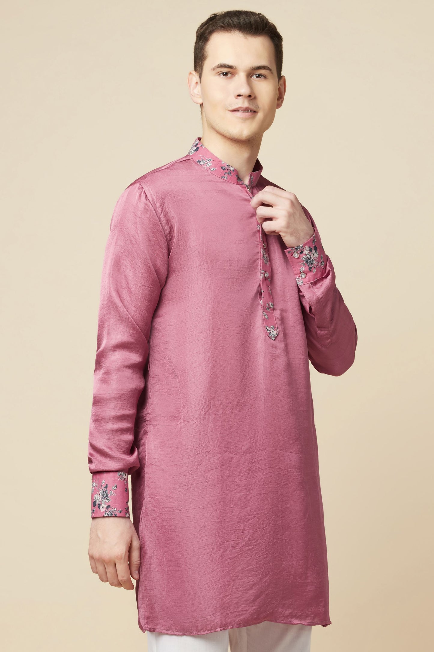 Pink Kurta with Floral Detail - Spring Break
