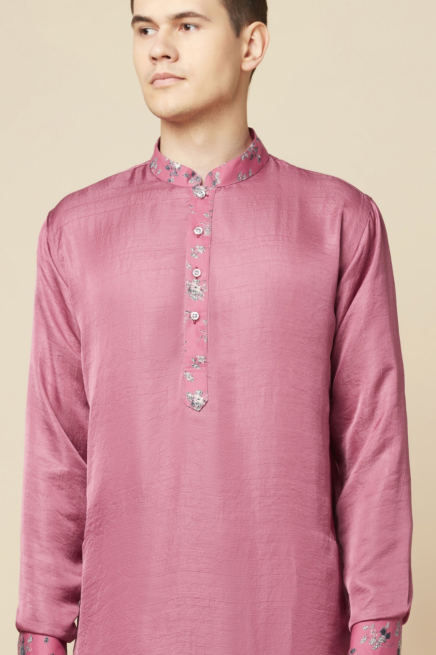 Pink Kurta with Floral Detail - Spring Break