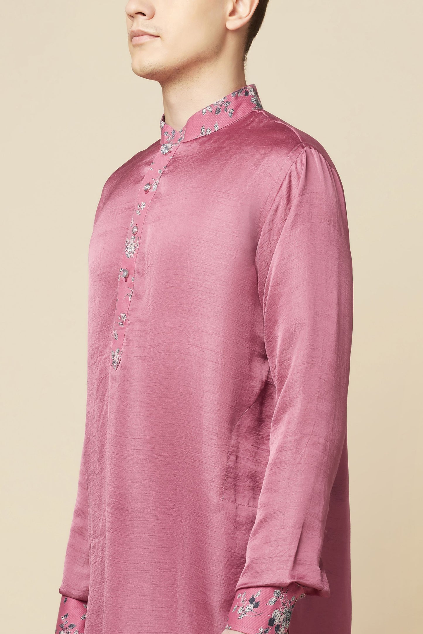 Pink Kurta with Floral Detail - Spring Break