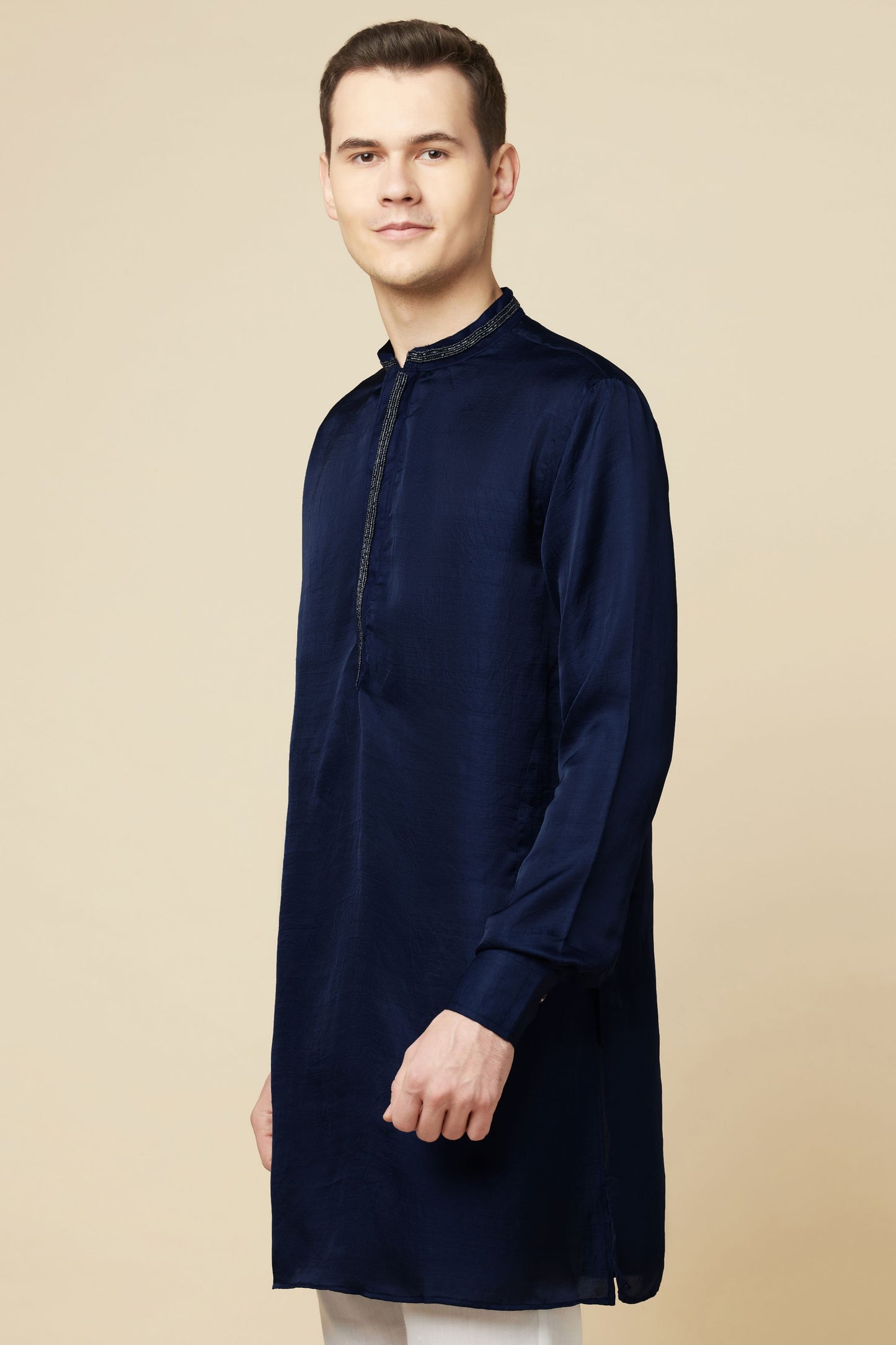 Navy Blue Embroidered Kurta - Spring Break