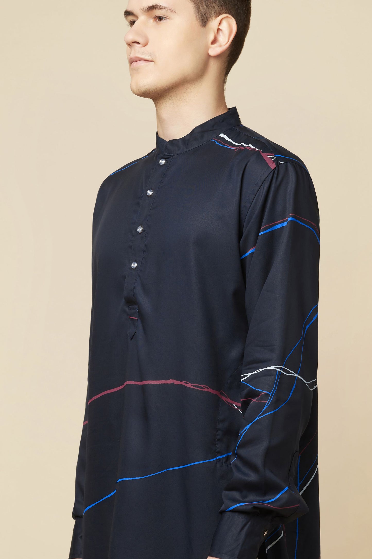 Navy Blue Digital Print Kurta - Spring Break