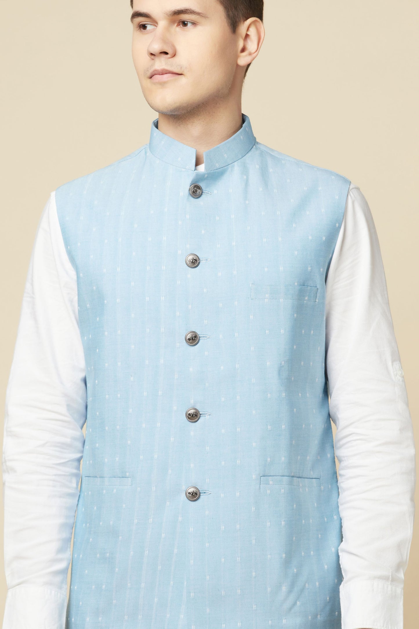 Sky Blue Bundi Jacket Shirt Set - Spring Break