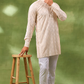 Beige Geometric Embroidered Kurta Set