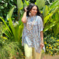 Blue Floral Kaftan Tunic & Pant Set