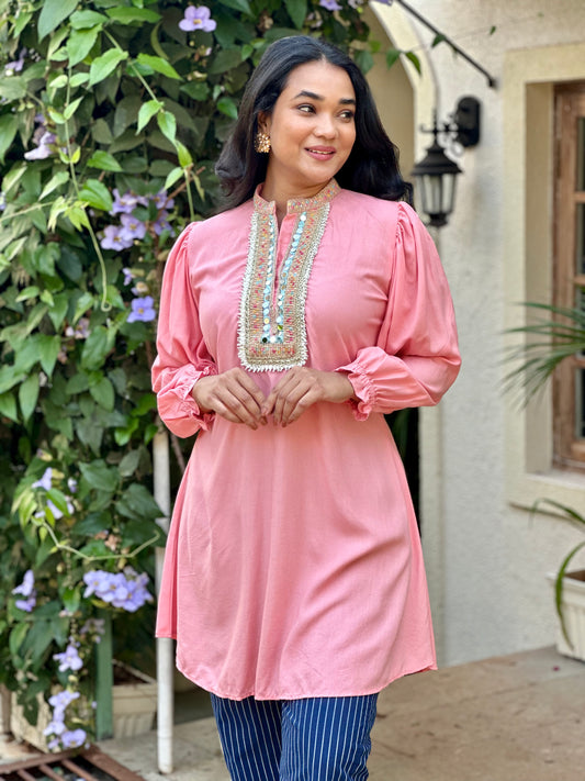 Pink Embroidered Kurta Set