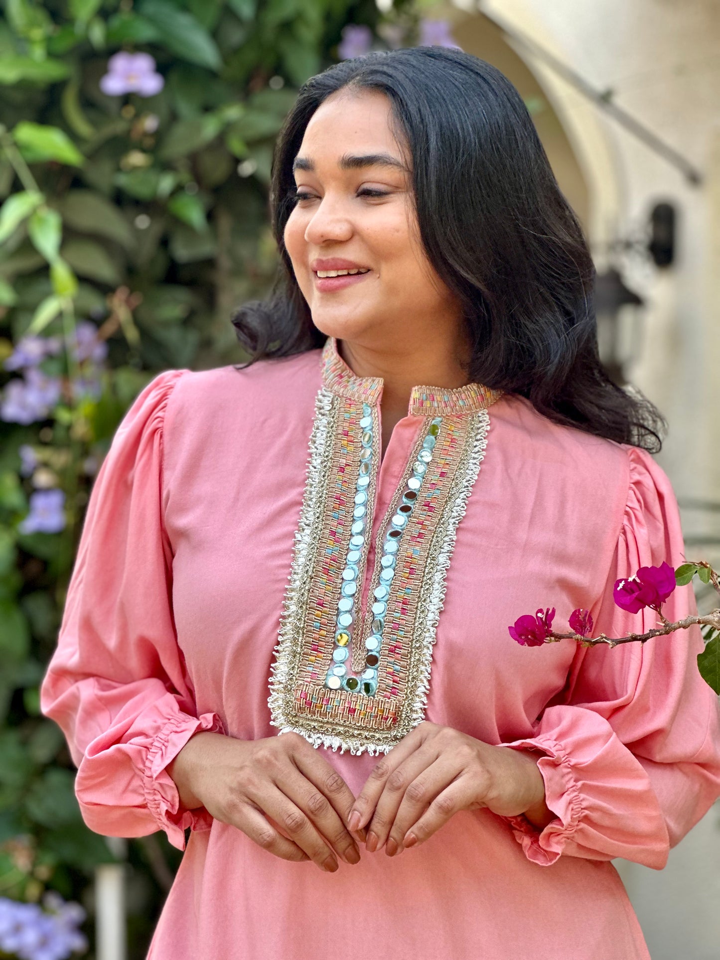 Pink Embroidered Kurta Set