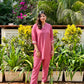 Pink Foil Print Kurta Set