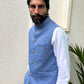 Denim Shimmer Nehru Jacket