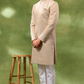 Cream Jacquard Embroidered Sherwani Set