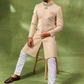 Cream Jacquard Embroidered Sherwani Set