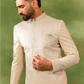 Cream Jacquard Embroidered Sherwani Set