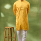 Mustard Border Embroidered Kurta Set