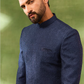 Navy Blended Silk Embroidered Sherwani Set