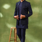 Navy Jacquard Indo Western Set