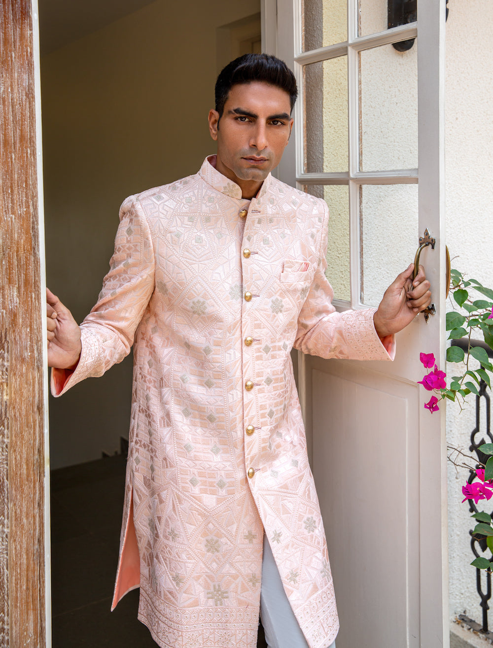 Light Pink Embroidered Sherwani Set - Spring Break