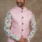 Pink Printed Jacket Kurta Set