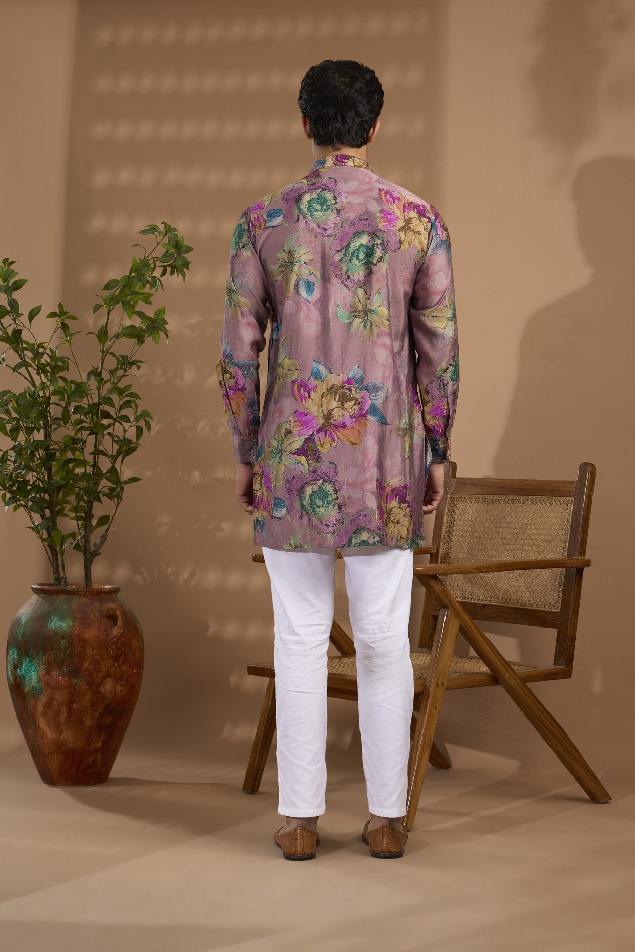 Pink Blended Silk Printed Kurta - Spring Break