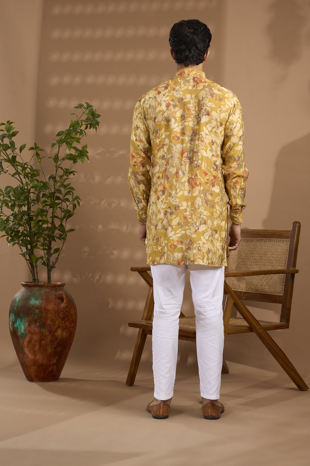Yellow Blended Silk Printed Kurta - Spring Break