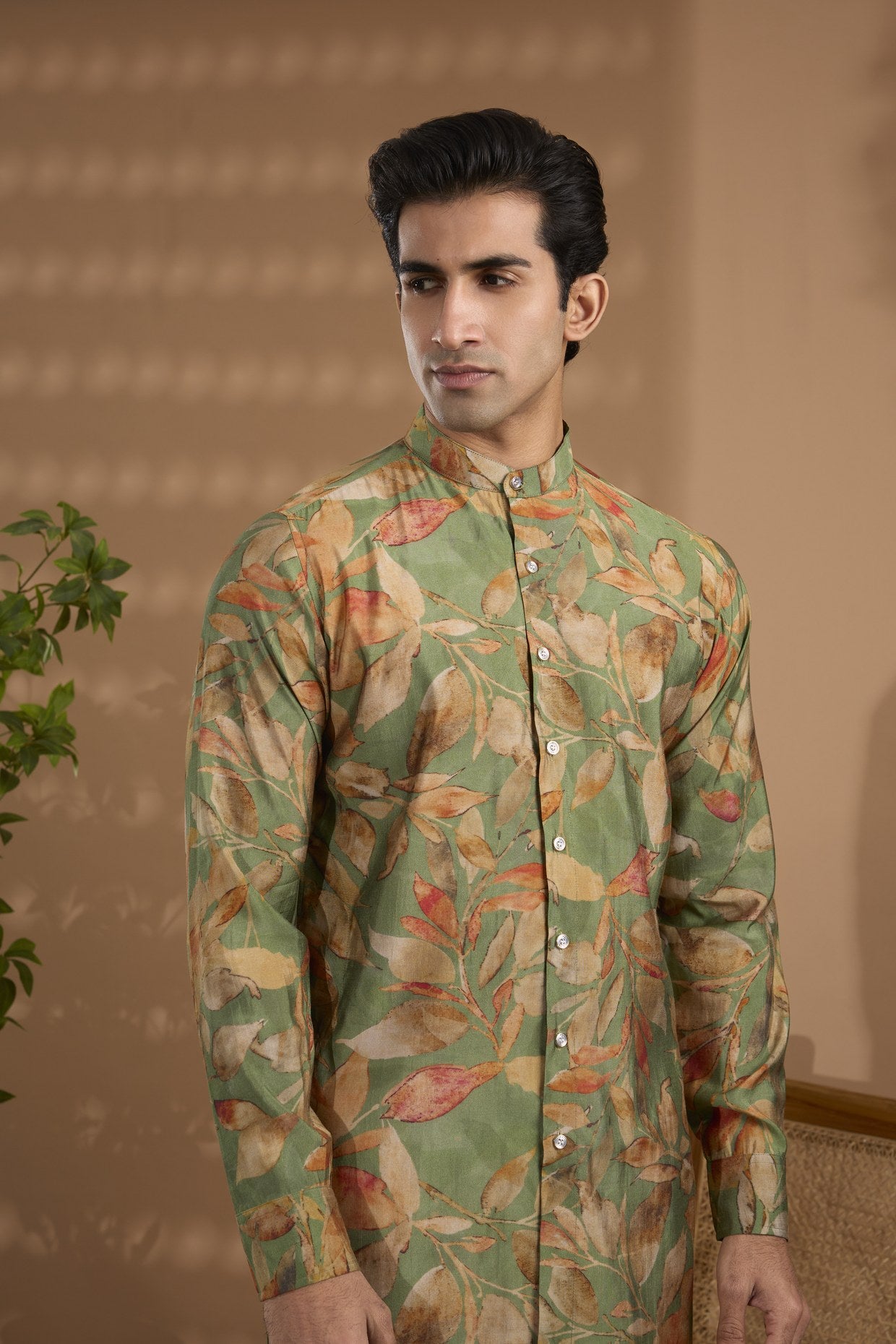 Green Blended Silk Kurta - Spring Break