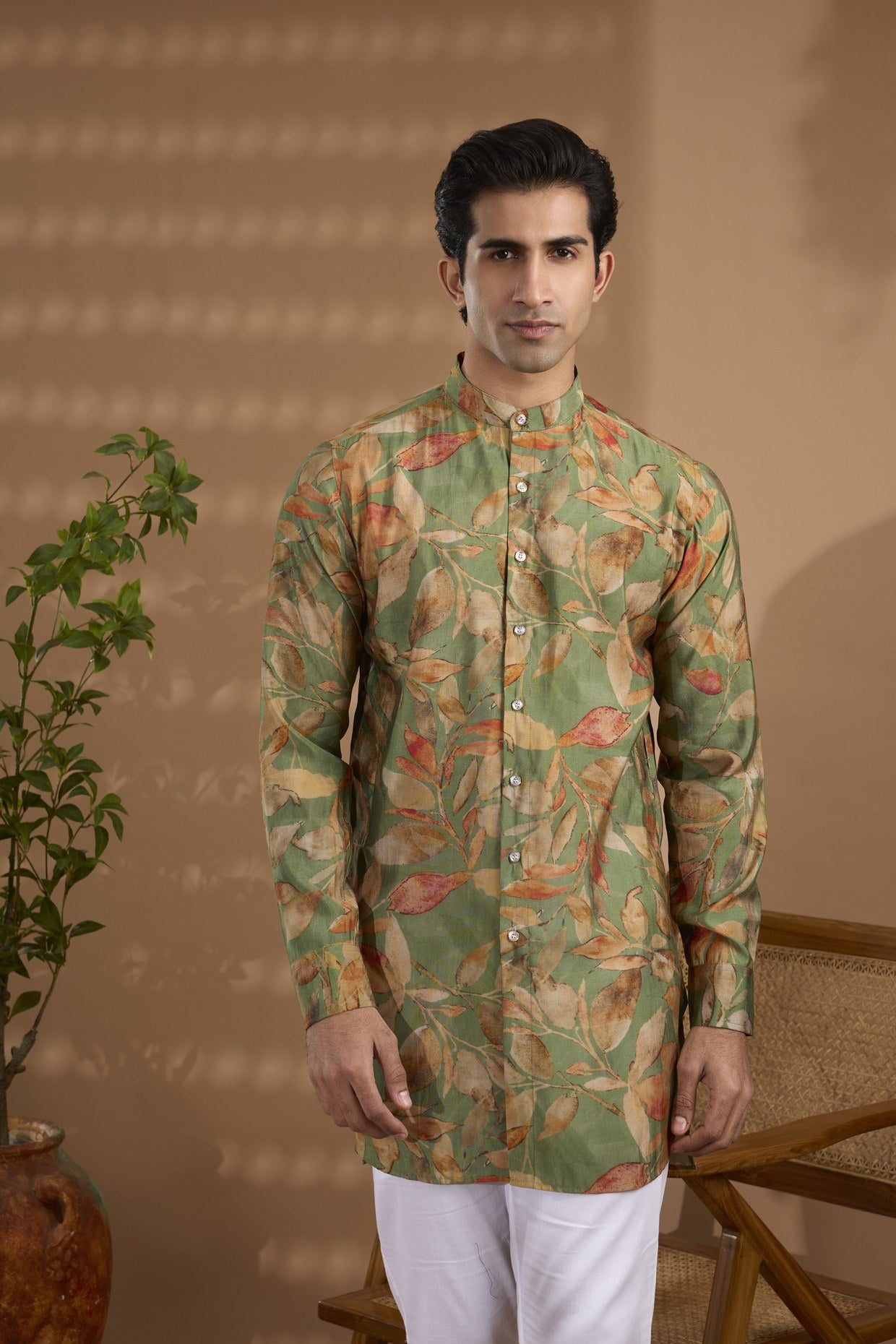 Green Blended Silk Kurta - Spring Break