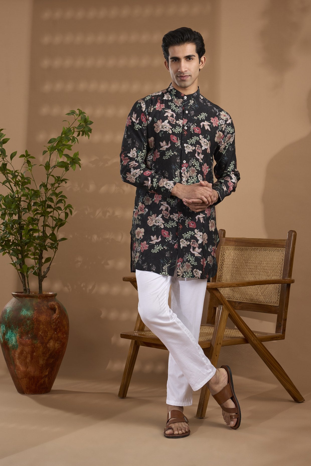 Digital Print Blended SIlk Kurta - Spring Break