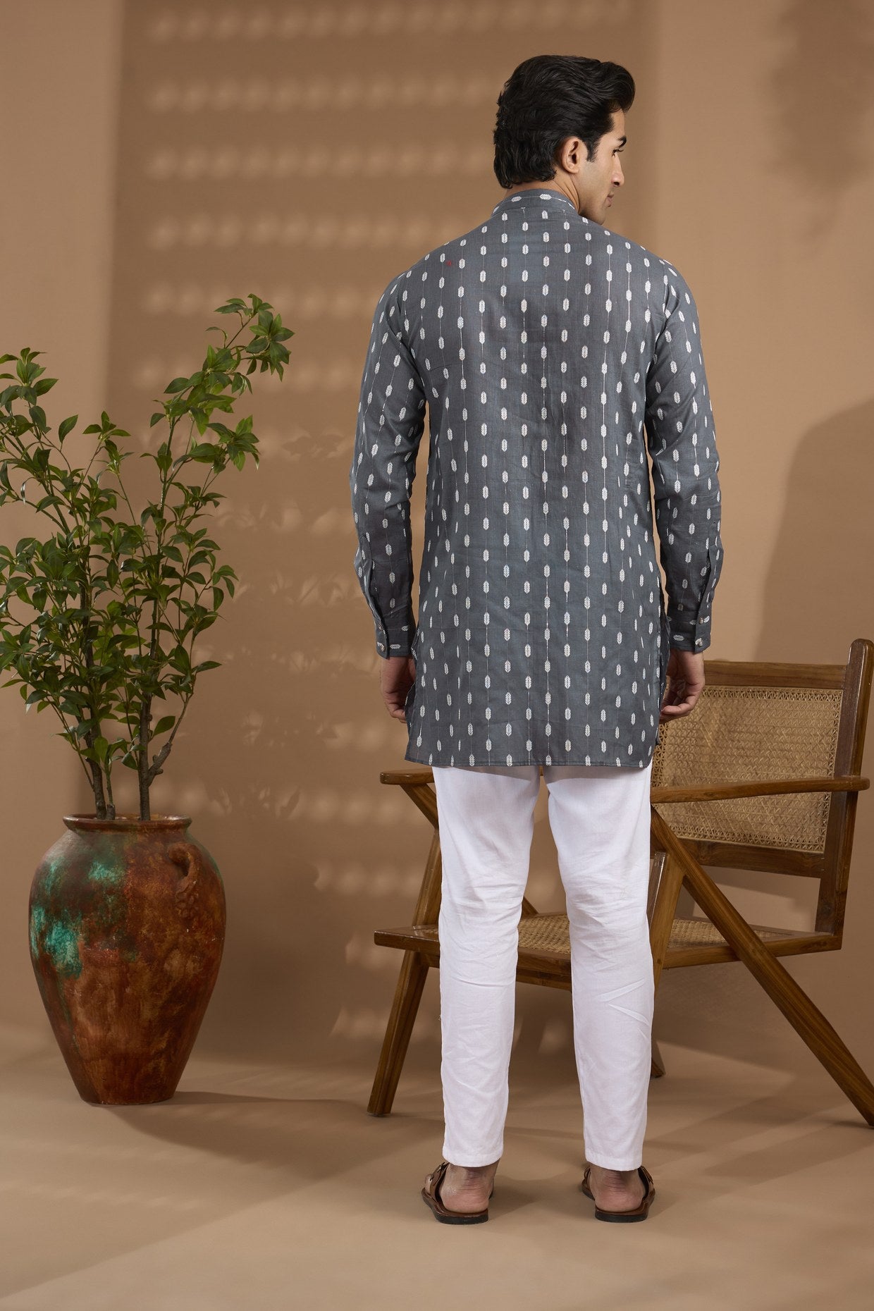 Grey Ikat Print Kurta - Spring Break
