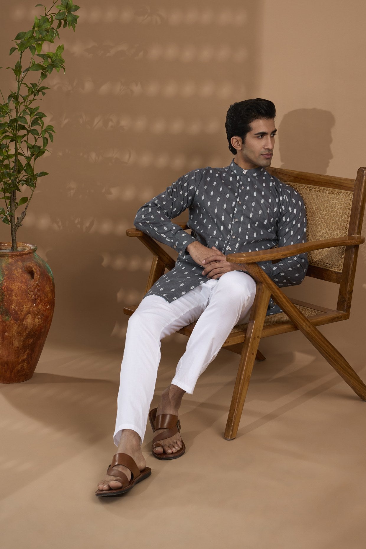 Grey Ikat Print Kurta - Spring Break
