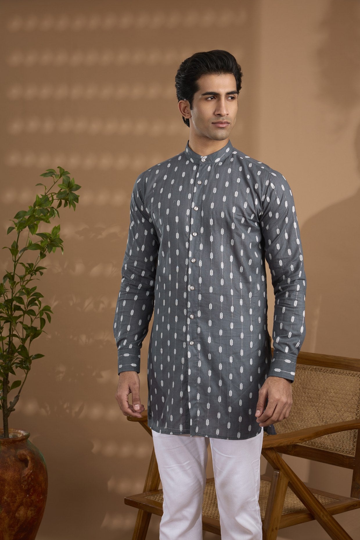 Grey Ikat Print Kurta - Spring Break