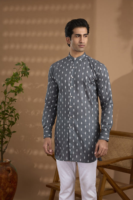 Grey Ikat Print Kurta - Spring Break