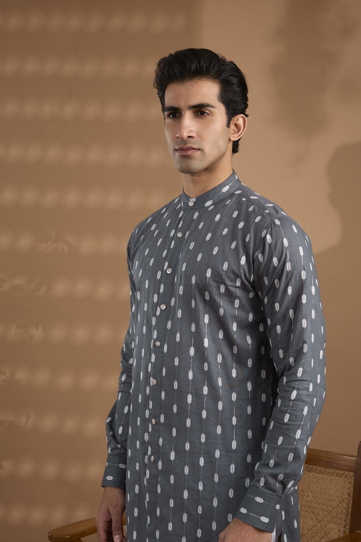 Grey Ikat Print Kurta - Spring Break