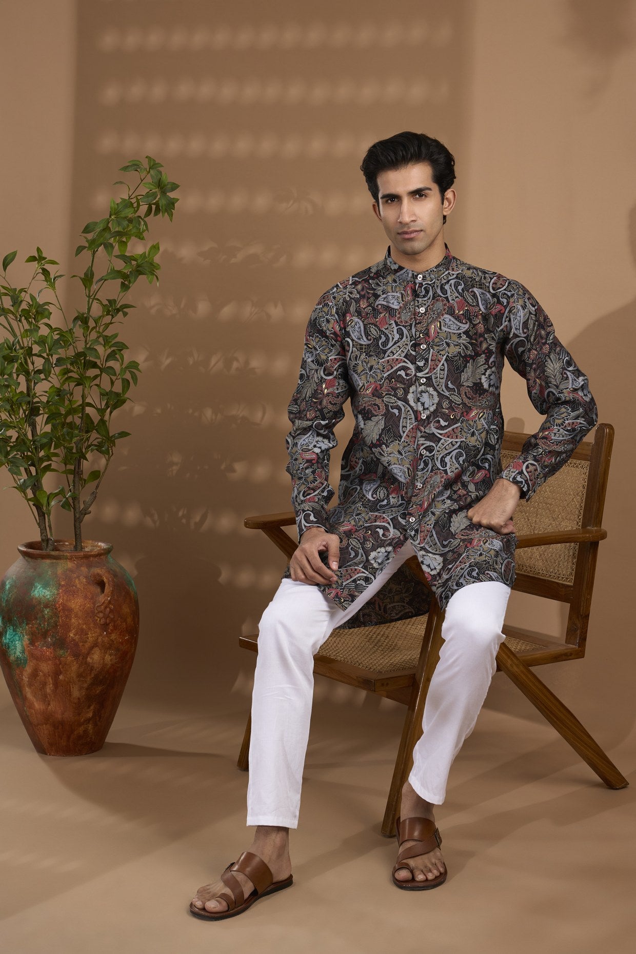Paisley Print Blended SIlk Kurta - Spring Break