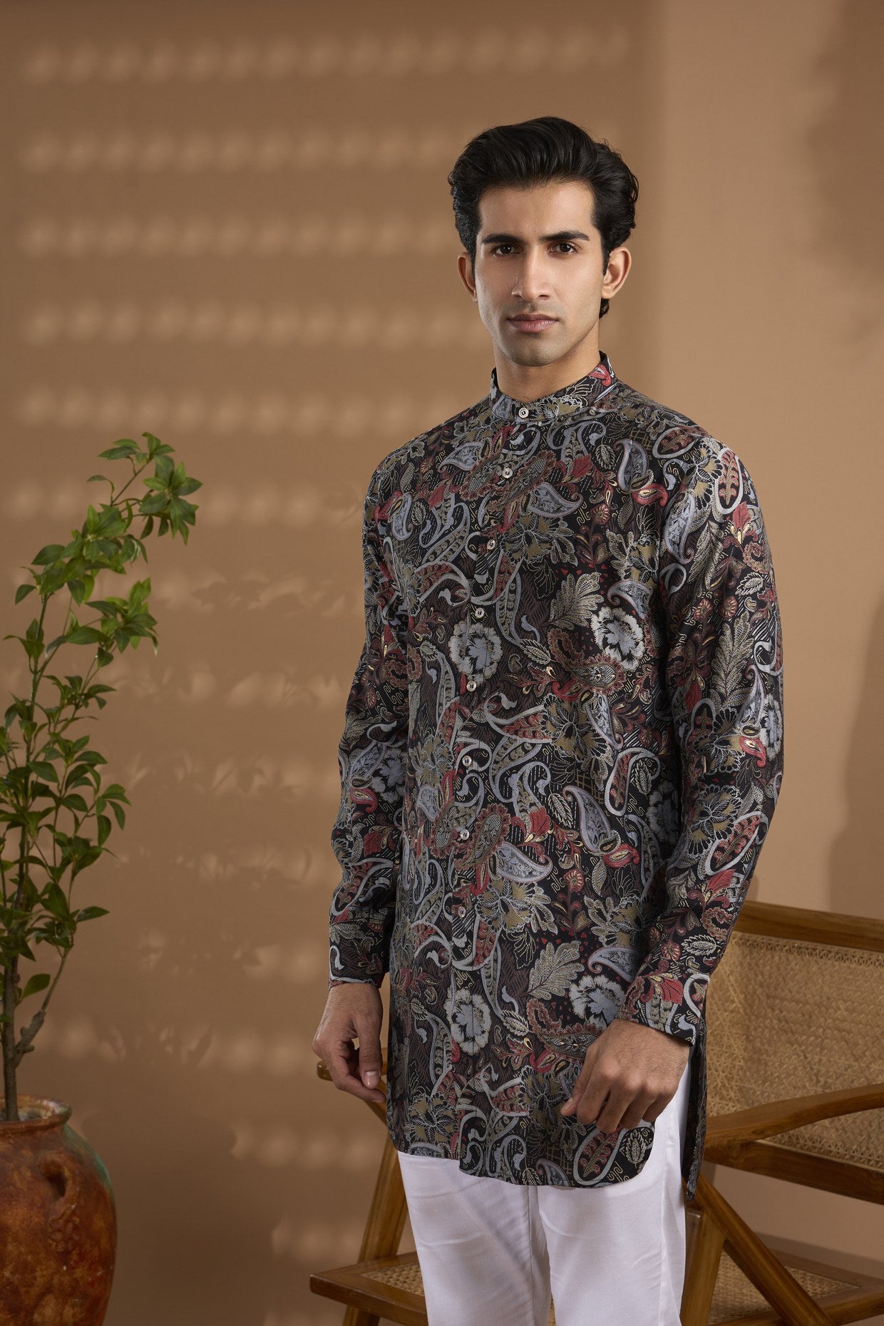 Paisley Print Blended SIlk Kurta - Spring Break