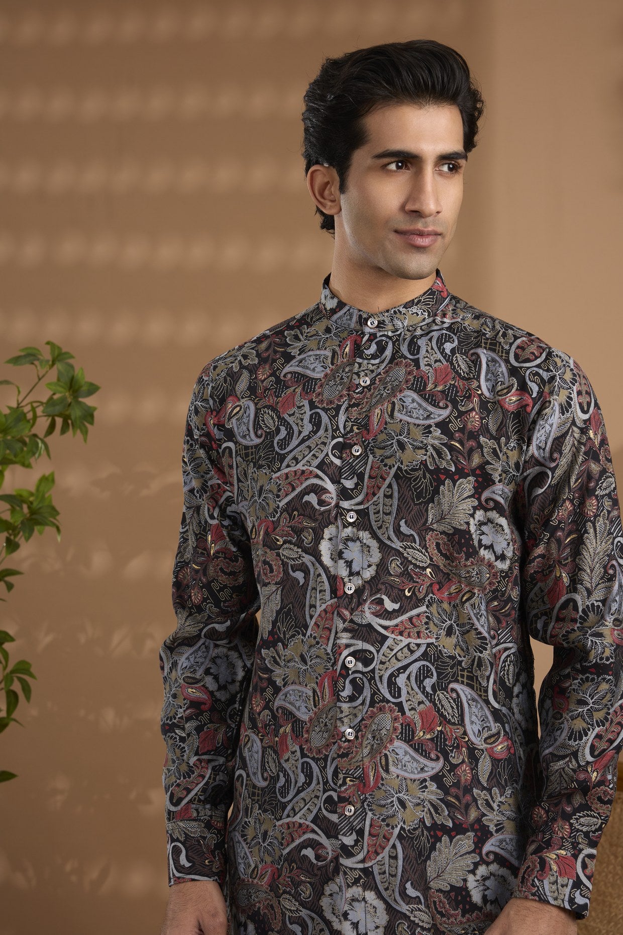 Paisley Print Blended SIlk Kurta - Spring Break