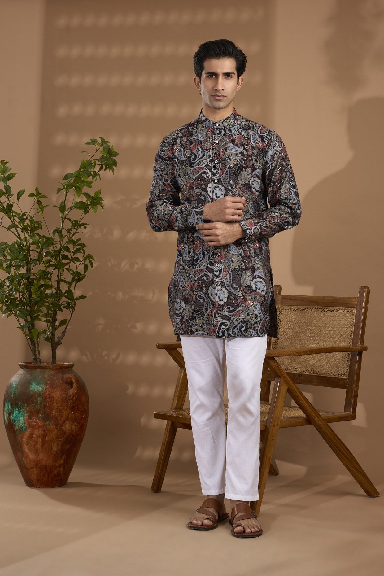 Paisley Print Blended SIlk Kurta - Spring Break
