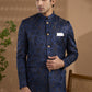 Navy Floral Bandhgala Jacket - Spring Break
