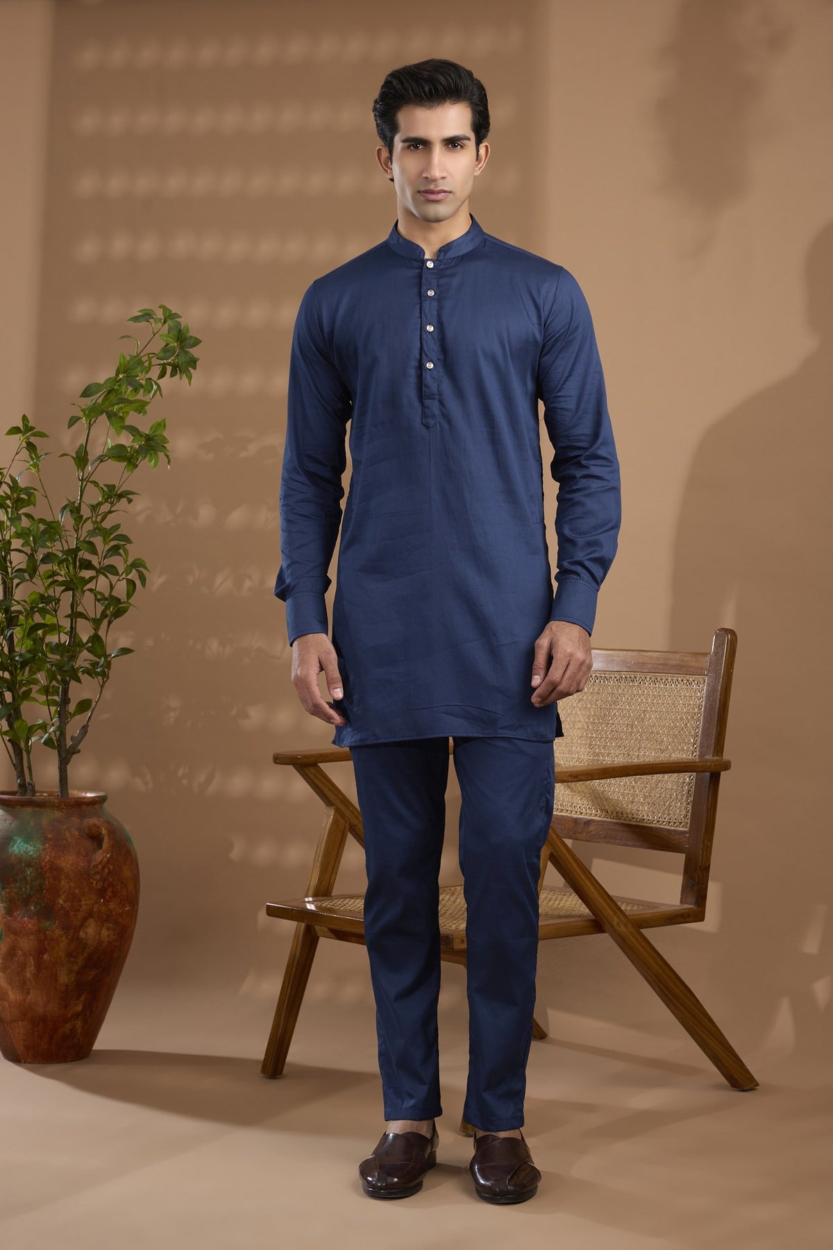 Navy Spring Break Navy Jacquard Indowestern Set – Spring Break