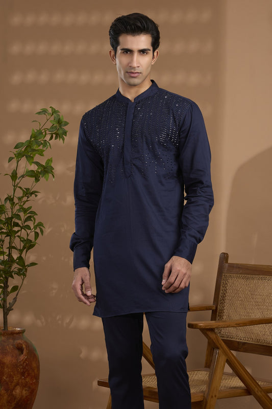 Navy Hand Embroidered Kurta Set - Spring Break