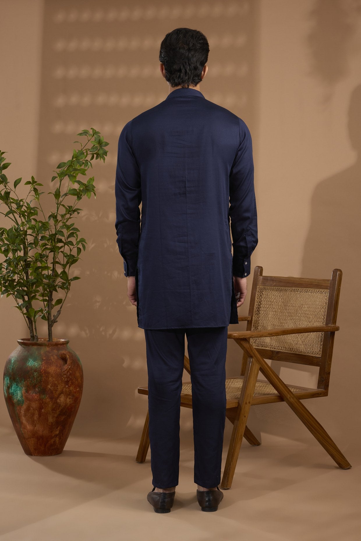 Navy Metallic Embroidered Kurta Set - Spring Break