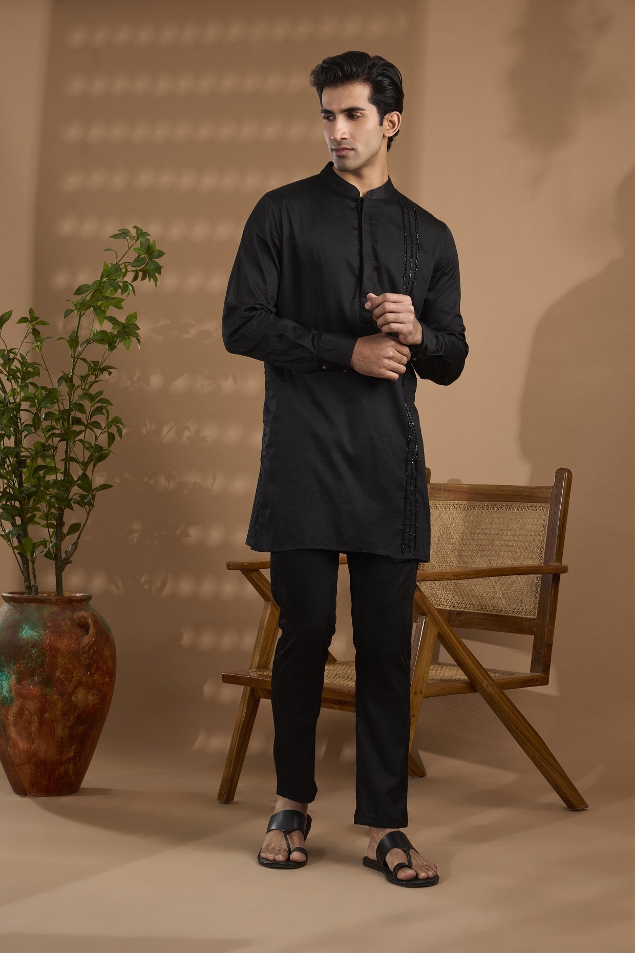 Black Metallic Embroiderd Kurta Set - Spring Break