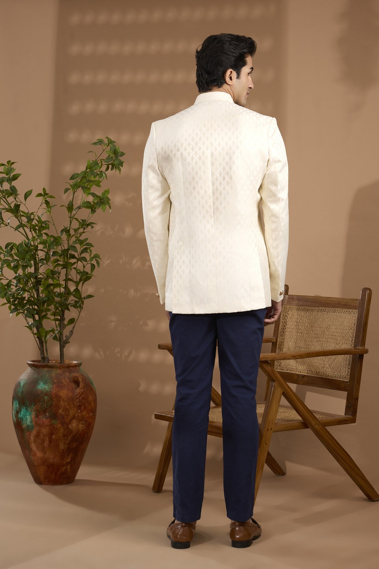 Cream Embroidered Bandhgala Jacket - Spring Break