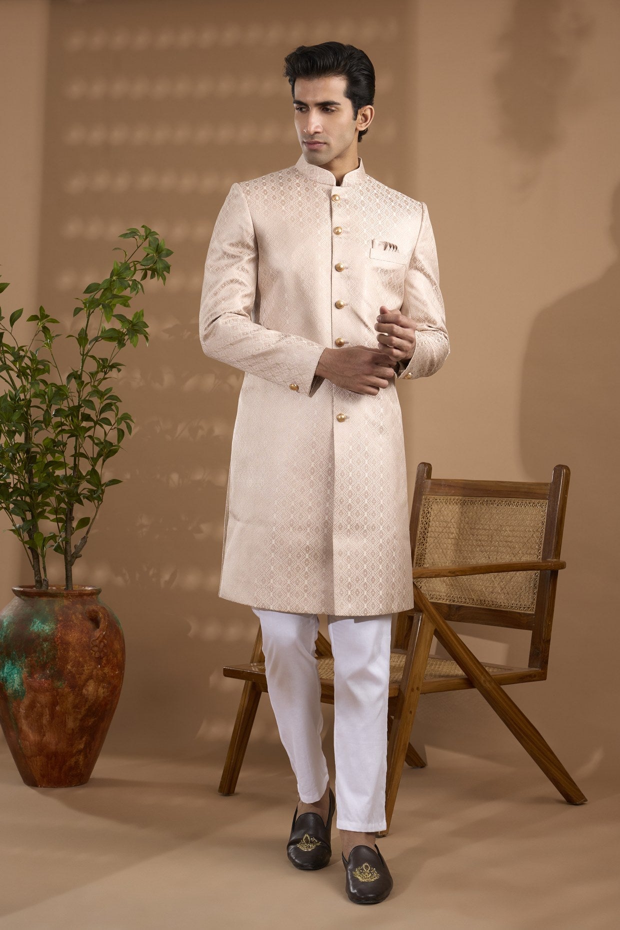Pink Embroidered Sherwani Set - Spring Break