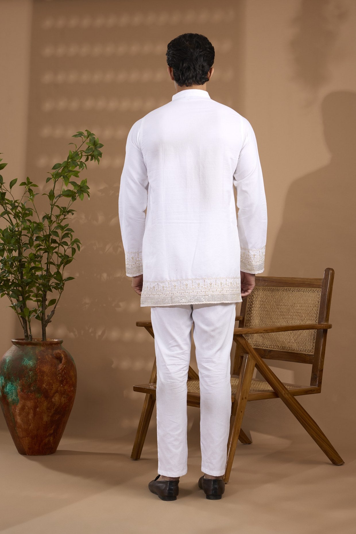 White Border Embroidered Kurta Set - Spring Break