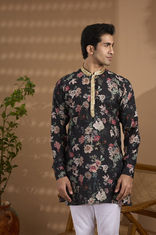 Black Digital Print Kurta Set - Spring Break