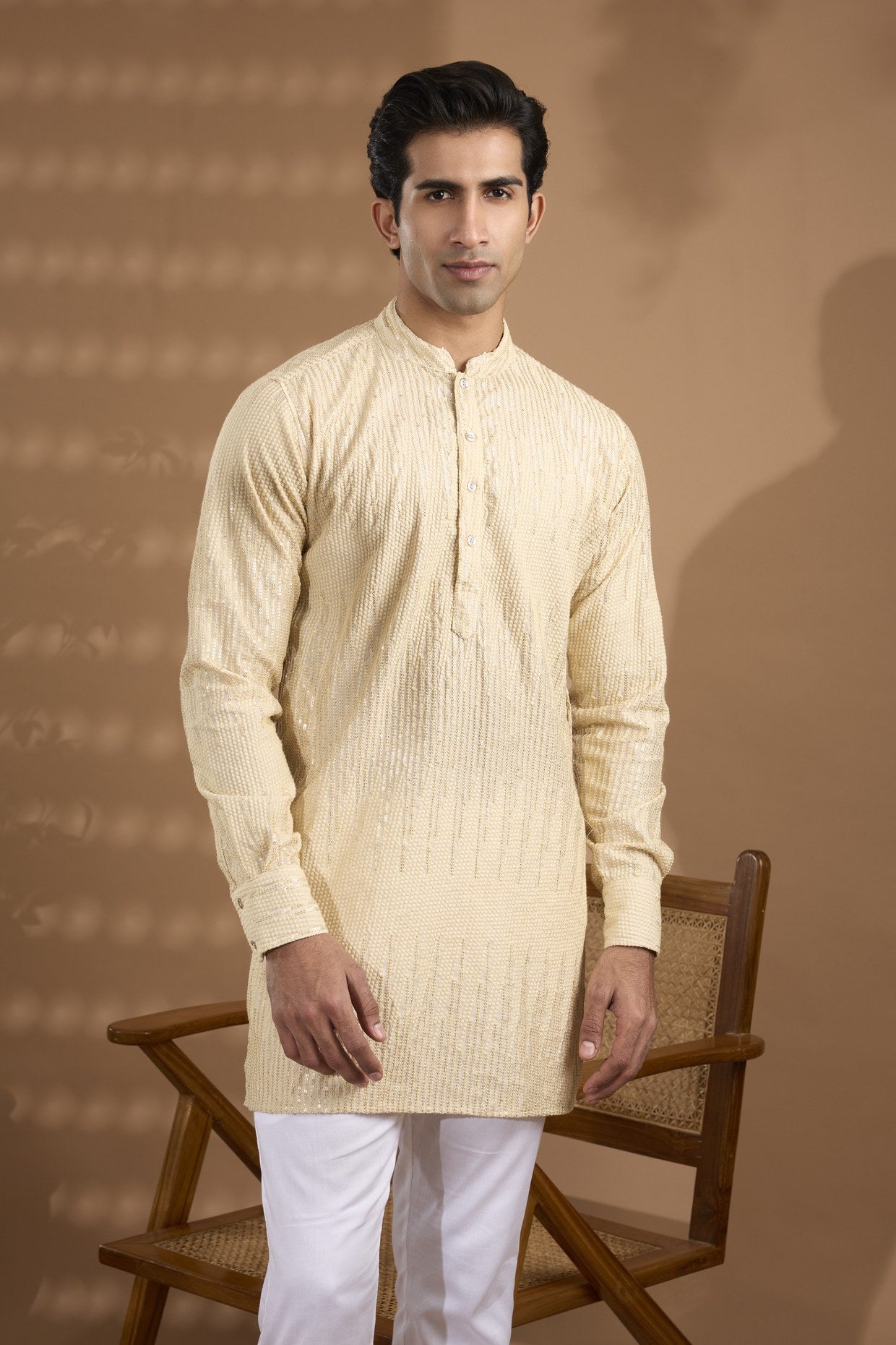 Ivory Sequin Embroidered Kurta Set - Spring Break