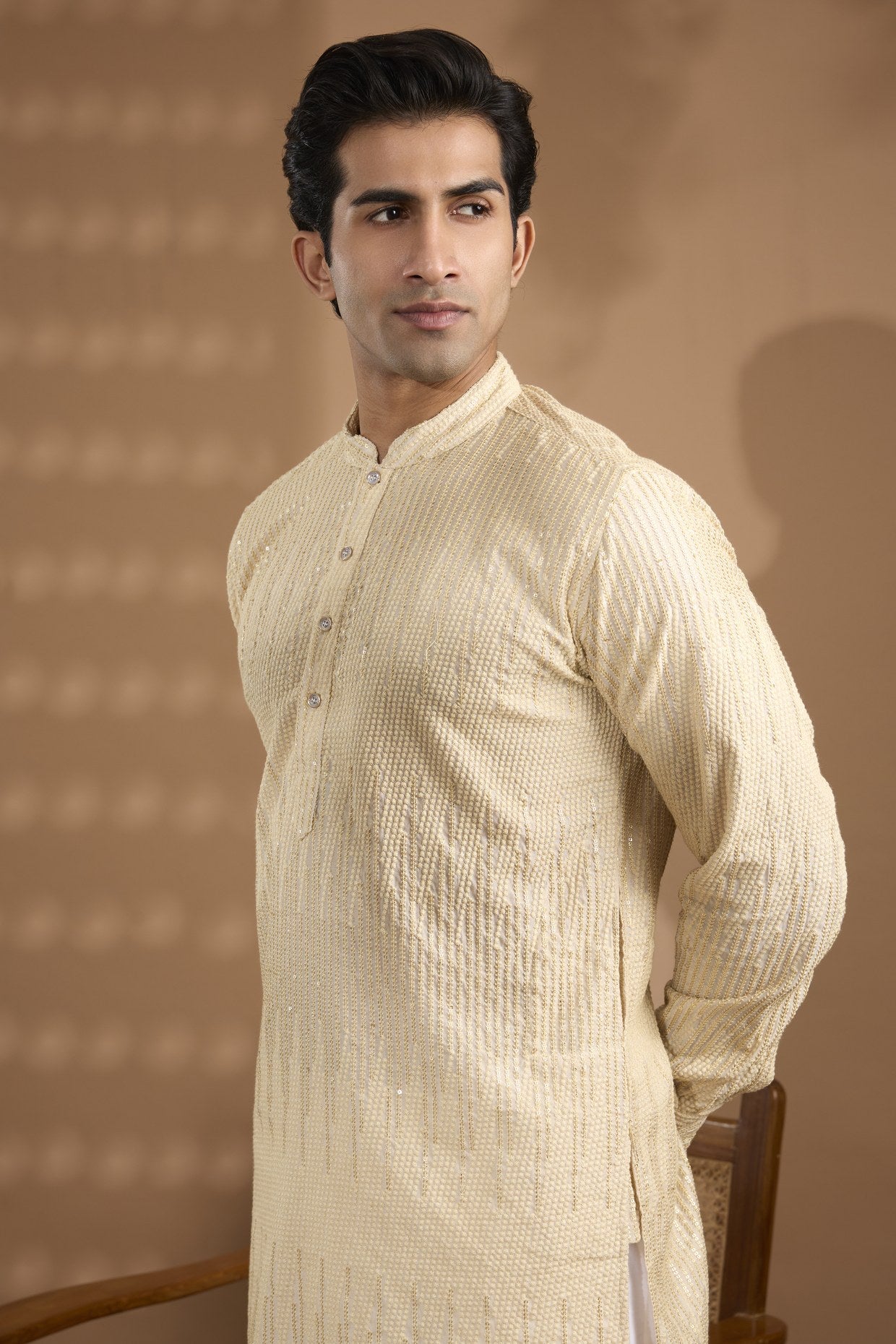 Ivory Sequin Embroidered Kurta Set - Spring Break