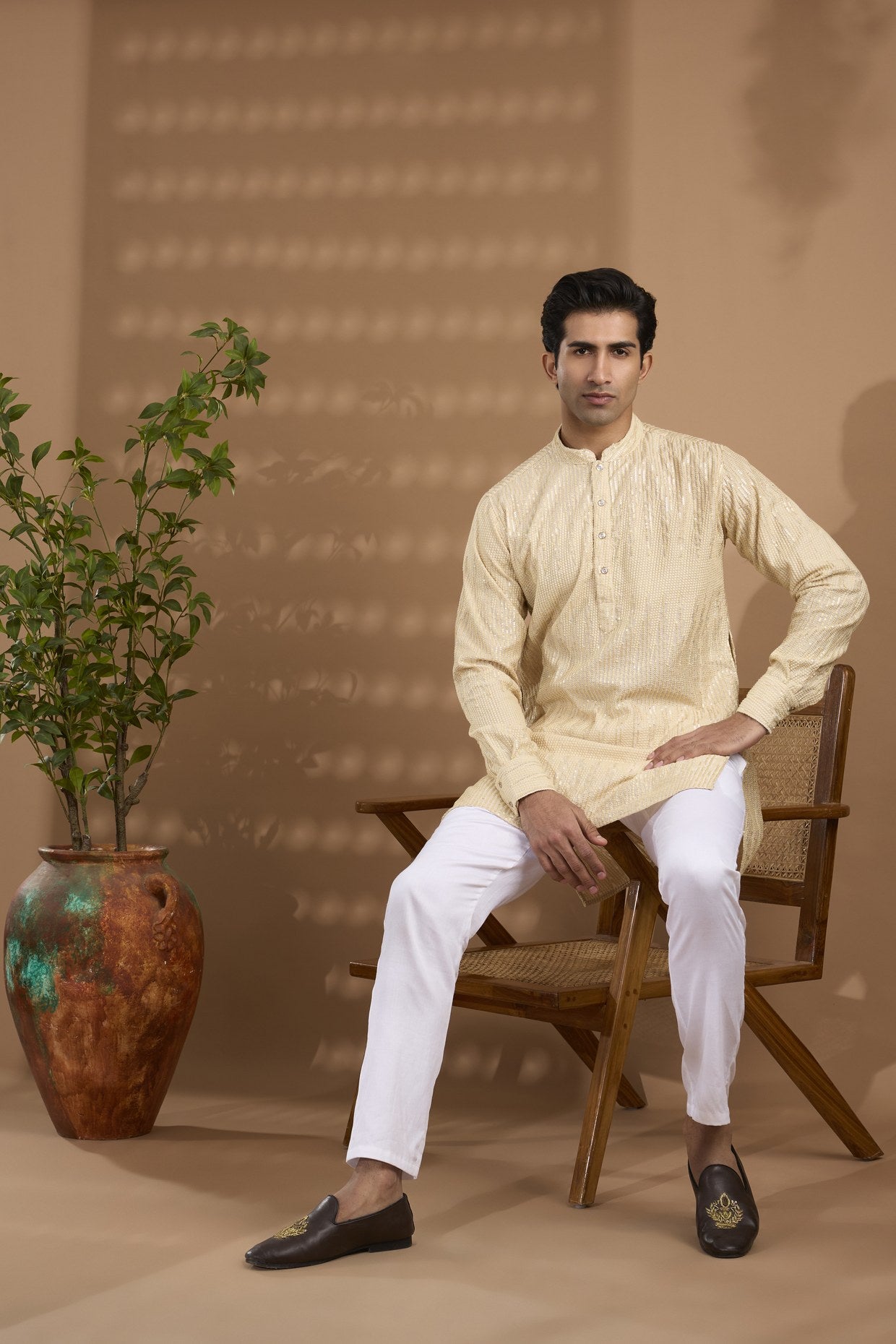 Ivory Sequin Embroidered Kurta Set - Spring Break